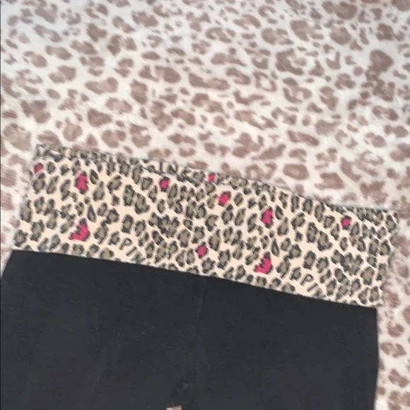 Victoria's Secret Black Leggings with Animal Print Waist - Picture 4 of 5